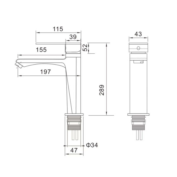 GRIFO MONOMANDO GRIS LAVABO FNK - Imagen 6