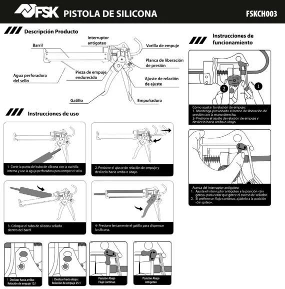PISTOLA SILICONA CARTUCHO SEMI-PRO FSK - Imagen 10