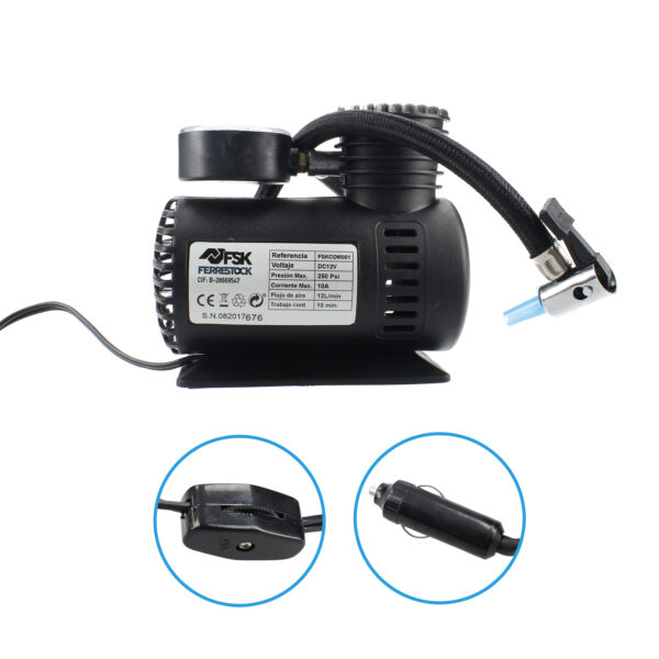 MINI COMPRESOR DE AIRE 250 PSI/12V  FSK - Imagen 5
