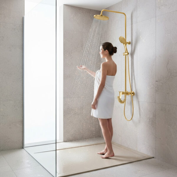 DUCHA VERTICAL SIN GRIFO DORADA FNK - Imagen 9
