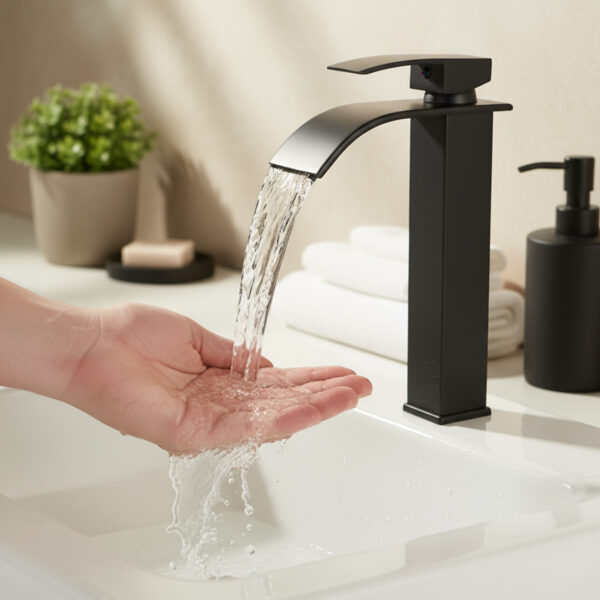 GRIFO MONOMANDO NEGRO LAVABO ALTO FNK - Imagen 7