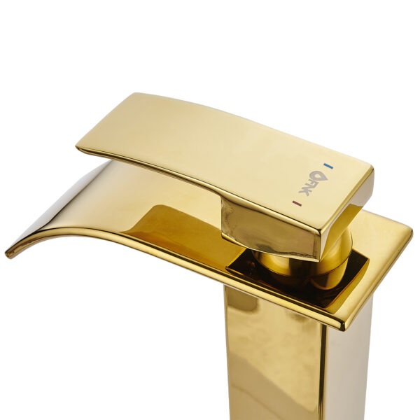 GRIFO MONOMANDO DORADO LAVABO ALTO FNK - Imagen 5