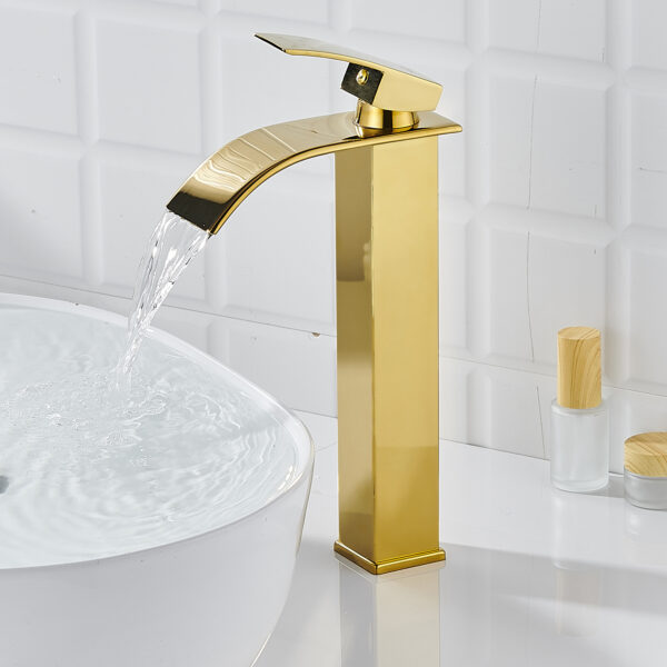 GRIFO MONOMANDO DORADO LAVABO ALTO FNK - Imagen 8